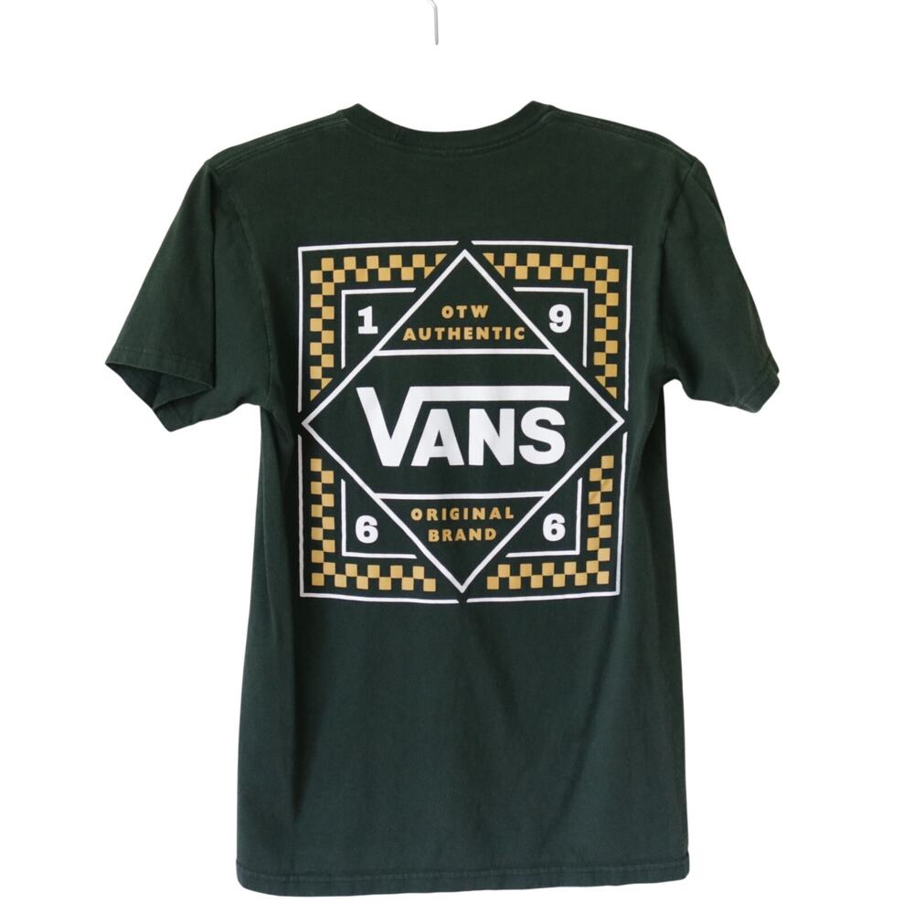 Men's‎ Van's Small 100% Cotton T Shirt Short Sleeve Green